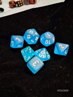 Source Unknown Bright Blue Polyhedral RPG Dice Set